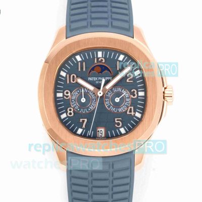 Swiss 1:1 Patek Philippe Rose Gold Aquanaut Luce 5261 Blue Moon Phase Watch 